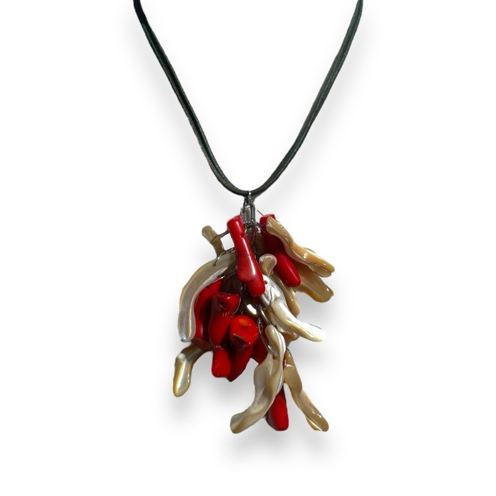 Red Coral & Agate Necklace